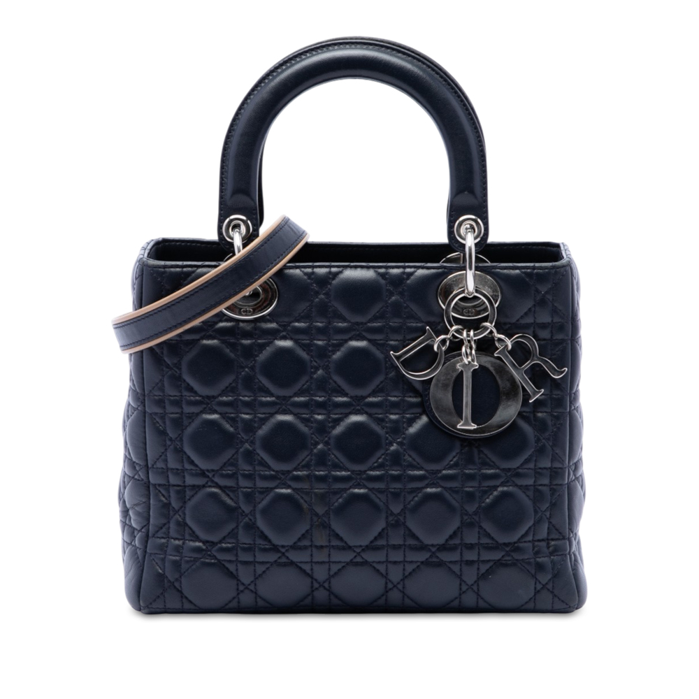 Pre-Loved Dior Medium Lambskin Cannage Lady Dior
